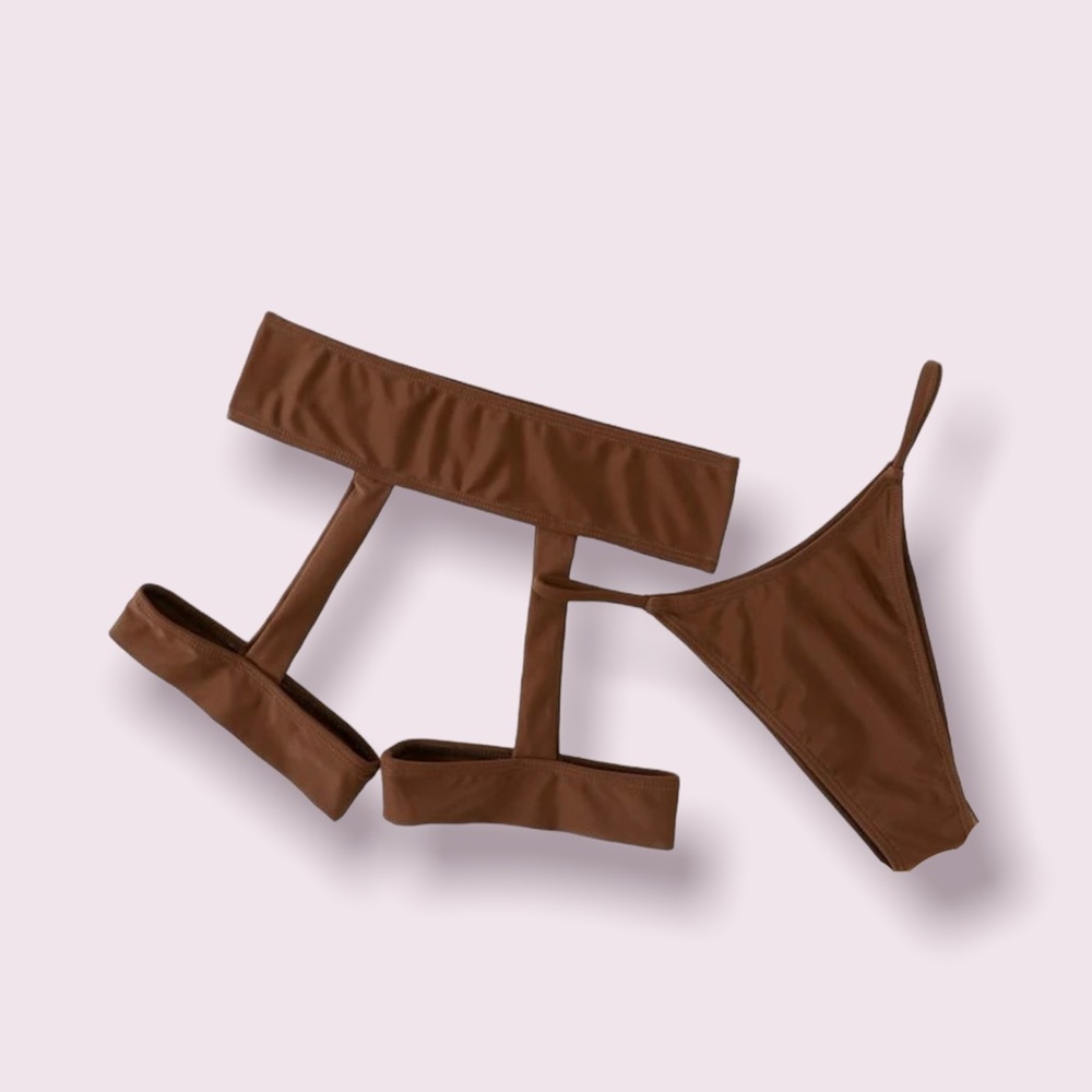 2pack solid triangle thong bikini set